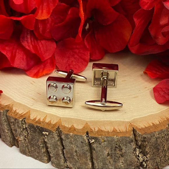 Vintage Silver Lego Inspired Square Cufflinks - Picture 10 of 16